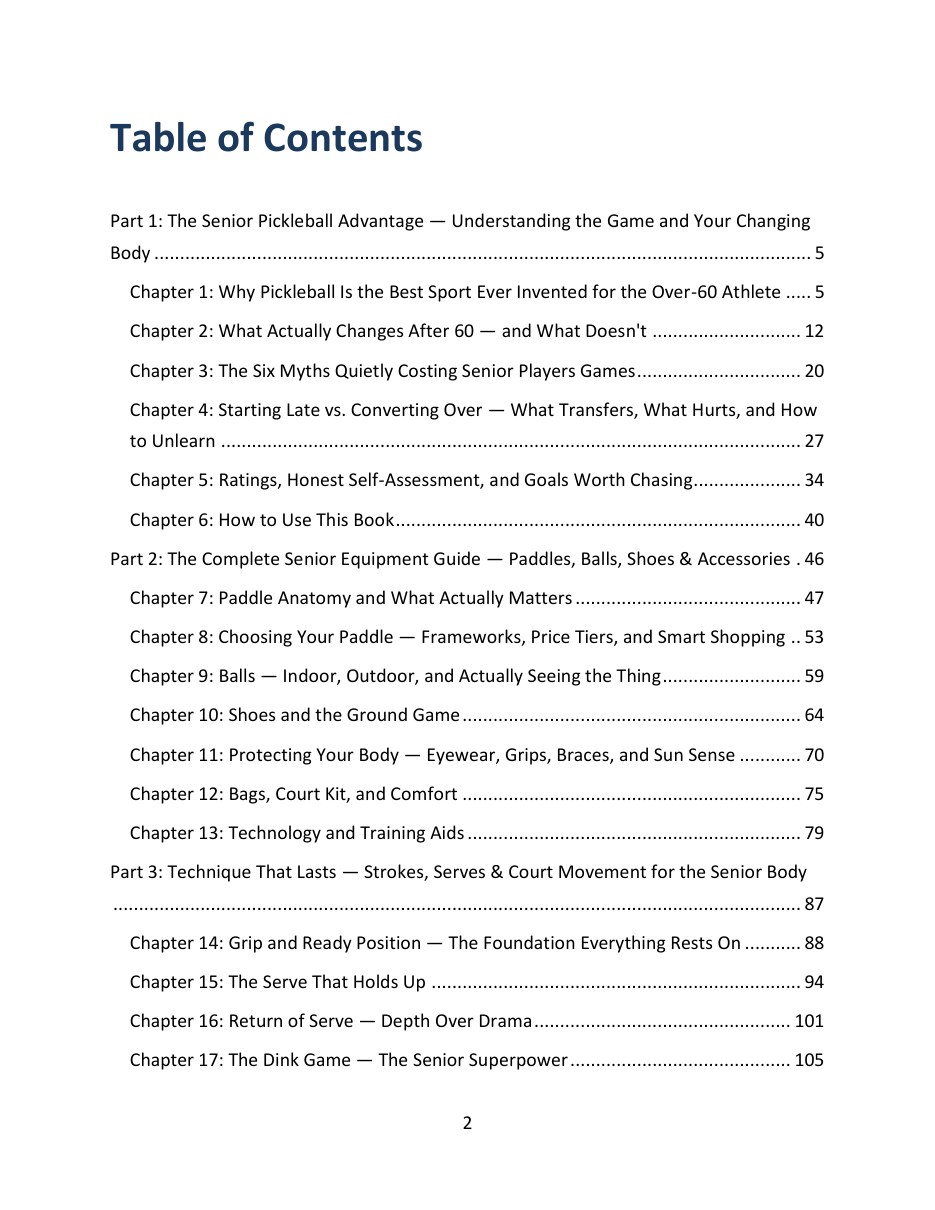 Table of contents page
